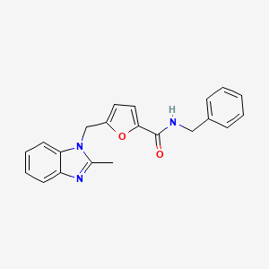 molecular formula C21H19N3O2 B2481037 N-benzyl-5-((2-methyl-1H-benzo[d]imidazol-1-yl)methyl)furan-2-carboxamide CAS No. 1170963-74-2