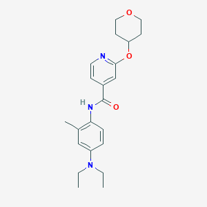 molecular formula C22H29N3O3 B2481040 N-(4-(diethylamino)-2-methylphenyl)-2-((tetrahydro-2H-pyran-4-yl)oxy)isonicotinamide CAS No. 2034363-02-3