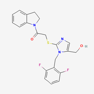 molecular formula C21H19F2N3O2S B2481041 2-((1-(2,6-difluorobenzyl)-5-(hydroxymethyl)-1H-imidazol-2-yl)thio)-1-(indolin-1-yl)ethanone CAS No. 921566-81-6
