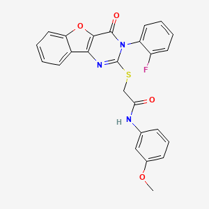 molecular formula C25H18FN3O4S B2481045 2-[[3-(2-fluorophenyl)-4-oxo-[1]benzofuro[3,2-d]pyrimidin-2-yl]sulfanyl]-N-(3-methoxyphenyl)acetamide CAS No. 872207-88-0