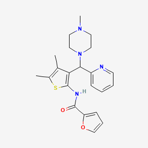 molecular formula C22H26N4O2S B2481058 N-[4,5-dimethyl-3-[(4-methylpiperazin-1-yl)-pyridin-2-ylmethyl]thiophen-2-yl]furan-2-carboxamide CAS No. 622792-63-6