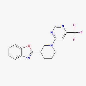 molecular formula C17H15F3N4O B2481066 2-[1-[6-(Trifluoromethyl)pyrimidin-4-yl]piperidin-3-yl]-1,3-benzoxazole CAS No. 2326289-09-0