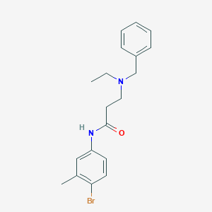 molecular formula C19H23BrN2O B248107 3-[benzyl(ethyl)amino]-N-(4-bromo-3-methylphenyl)propanamide 