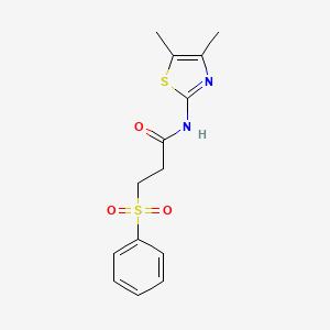 molecular formula C14H16N2O3S2 B2481070 3-(Benzolsulfonyl)-N-(4,5-Dimethyl-1,3-thiazol-2-yl)propanamid CAS No. 923422-47-3