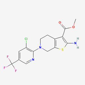 molecular formula C15H13ClF3N3O2S B2481072 甲基-2-氨基-6-[3-氯-5-(三氟甲基)-2-吡啶基]-4,5,6,7-四氢噻吩[2,3-C]吡啶 CAS No. 321430-29-9