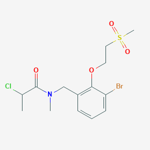 molecular formula C14H19BrClNO4S B2481078 N-[[3-Bromo-2-(2-methylsulfonylethoxy)phenyl]methyl]-2-chloro-N-methylpropanamide CAS No. 2411255-78-0