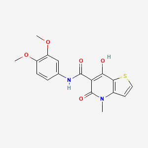 molecular formula C17H16N2O5S B2481085 N-(3,4-ジメトキシフェニル)-7-ヒドロキシ-4-メチル-5-オキソ-4H,5H-チエノ[3,2-b]ピリジン-6-カルボキサミド CAS No. 1251548-62-5