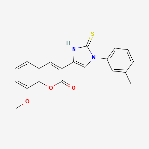 8-methoxy-3-[3-(3-methylphenyl)-2-sulfanylidene-1H-imidazol-5-yl]chromen-2-one