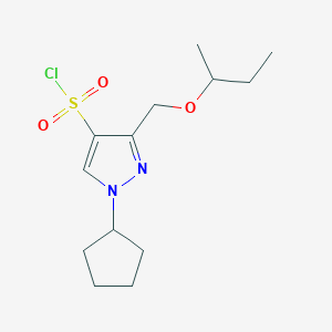 molecular formula C13H21ClN2O3S B2481102 3-(sec-butoxymethyl)-1-cyclopentyl-1H-pyrazole-4-sulfonyl chloride CAS No. 1856072-51-9