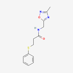 molecular formula C13H15N3O2S B2481103 N-((3-甲基-1,2,4-噁二唑-5-基)甲基)-3-(苯基硫)丙酰胺 CAS No. 1207023-78-6