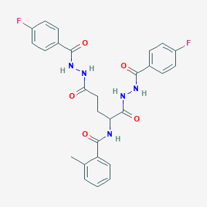 molecular formula C27H25F2N5O5 B2481112 N-(1,5-双(2-(4-氟苯甲酰)肼基)-1,5-二氧戊基)-2-甲基苯甲酰胺 CAS No. 474648-30-1