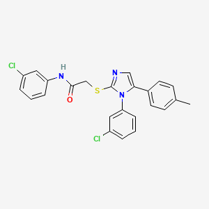 molecular formula C24H19Cl2N3OS B2481114 N-(3-氯苯基)-2-((1-(3-氯苯基)-5-(对甲苯基)-1H-咪唑-2-基)硫)乙酰胺 CAS No. 1207009-87-7