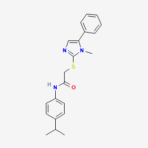 molecular formula C21H23N3OS B2481116 N-(4-isopropylphenyl)-2-((1-methyl-5-phenyl-1H-imidazol-2-yl)thio)acetamide CAS No. 932352-51-7