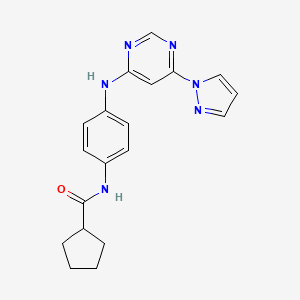 N-(4-((6-(1H-pyrazol-1-yl)pyrimidin-4-yl)amino)phenyl)cyclopentanecarboxamide