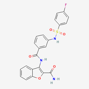 molecular formula C22H16FN3O5S B2481134 3-(3-(4-Fluorophenylsulfonamido)benzamido)benzofuran-2-carboxamide CAS No. 886893-54-5