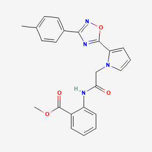 molecular formula C23H20N4O4 B2481137 2-(2-{2-[3-(4-甲基苯基)-1,2,4-噁二唑-5-基]-1H-吡咯-1-基}乙酰胺基)苯甲酸甲酯 CAS No. 1261003-09-1