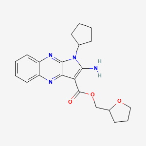 molecular formula C21H24N4O3 B2481142 (tetrahydrofuran-2-yl)methyl 2-amino-1-cyclopentyl-1H-pyrrolo[2,3-b]quinoxaline-3-carboxylate CAS No. 844853-20-9