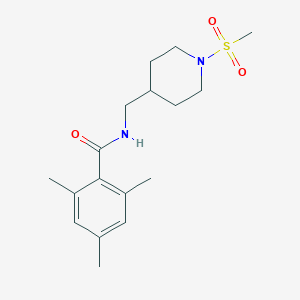molecular formula C17H26N2O3S B2481145 2,4,6-trimethyl-N-((1-(methylsulfonyl)piperidin-4-yl)methyl)benzamide CAS No. 1235301-27-5