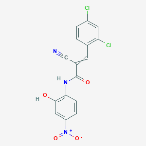 molecular formula C16H9Cl2N3O4 B2481146 2-cyano-3-(2,4-dichlorophenyl)-N-(2-hydroxy-4-nitrophenyl)prop-2-enamide CAS No. 444593-53-7