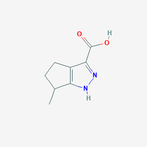 molecular formula C8H10N2O2 B2481152 6-Methyl-1,4,5,6-tetrahydrocyclopenta[c]pyrazole-3-carboxylic Acid CAS No. 856256-49-0