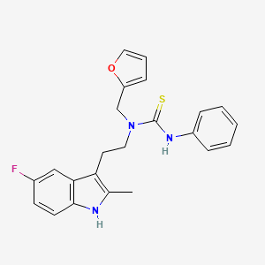 molecular formula C23H22FN3OS B2481153 1-(2-(5-氟-2-甲基-1H-吲哚-3-基)乙基)-1-(呋喃-2-基甲基)-3-苯基硫脲 CAS No. 851970-63-3