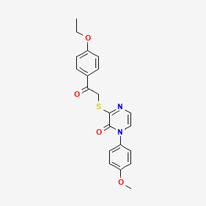 molecular formula C21H20N2O4S B2481168 3-{[2-(4-Ethoxyphenyl)-2-oxoethyl]sulfanyl}-1-(4-Methoxyphenyl)-1,2-dihydropyrazin-2-on CAS No. 946369-66-0