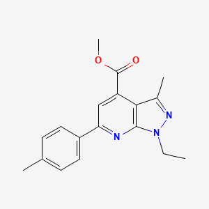 molecular formula C18H19N3O2 B2481177 Methyl 1-ethyl-3-methyl-6-(p-tolyl)-1H-pyrazolo[3,4-b]pyridine-4-carboxylate CAS No. 832742-47-9