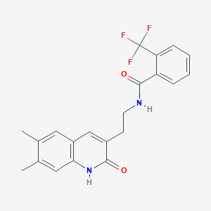 molecular formula C21H19F3N2O2 B2481179 N-(2-(6,7-dimethyl-2-oxo-1,2-dihydroquinolin-3-yl)ethyl)-2-(trifluoromethyl)benzamide CAS No. 851403-20-8