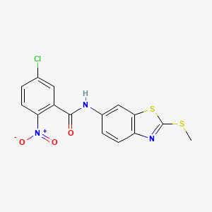 molecular formula C15H10ClN3O3S2 B2481181 5-chloro-N-(2-(methylthio)benzo[d]thiazol-6-yl)-2-nitrobenzamide CAS No. 330201-20-2