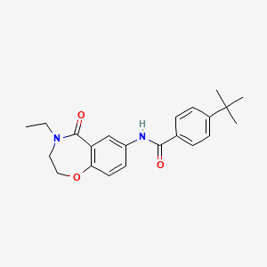 molecular formula C22H26N2O3 B2481186 4-(叔丁基)-N-(4-乙基-5-氧代-2,3,4,5-四氢苯并[f][1,4]噁二噻啶-7-基)苯甲酰胺 CAS No. 922055-22-9