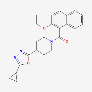 molecular formula C23H25N3O3 B2481196 (4-(5-Cyclopropyl-1,3,4-oxadiazol-2-yl)piperidin-1-yl)(2-ethoxynaphthalen-1-yl)methanone CAS No. 1210771-29-1