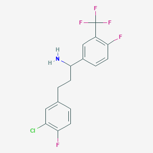 3-(3-Chloro-4-fluorophenyl)-1-[4-fluoro-3-(trifluoromethyl)phenyl]propan-1-amine