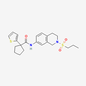 molecular formula C22H28N2O3S2 B2481212 N-(2-(propylsulfonyl)-1,2,3,4-tetrahydroisoquinolin-7-yl)-1-(thiophen-2-yl)cyclopentanecarboxamide CAS No. 1207040-44-5