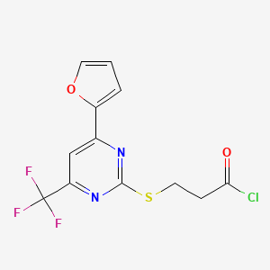 molecular formula C12H8ClF3N2O2S B2481223 3-((4-(Furan-2-yl)-6-(trifluoromethyl)pyrimidin-2-yl)thio)propanoyl chloride CAS No. 862704-70-9