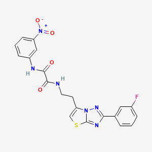 molecular formula C20H15FN6O4S B2481228 N1-(2-(2-(3-氟苯基)噻唑并[3,2-b][1,2,4]三唑-6-基)乙基)-N2-(3-硝基苯基)草酰胺 CAS No. 897612-67-8