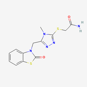 molecular formula C13H13N5O2S2 B2481229 2-((4-methyl-5-((2-oxobenzo[d]thiazol-3(2H)-yl)methyl)-4H-1,2,4-triazol-3-yl)thio)acetamide CAS No. 847400-17-3