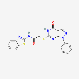 molecular formula C20H14N6O2S2 B2481247 N-(苯并[d]噻唑-2-基)-2-((4-氧代-1-苯基-4,5-二氢-1H-吡唑并[3,4-d]嘧啶-6-基)硫代)乙酰胺 CAS No. 850912-06-0