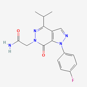 molecular formula C16H16FN5O2 B2481250 2-(1-(4-fluorophenyl)-4-isopropyl-7-oxo-1H-pyrazolo[3,4-d]pyridazin-6(7H)-yl)acetamide CAS No. 955846-35-2