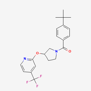 molecular formula C21H23F3N2O2 B2481261 (4-(Tert-butyl)phenyl)(3-((4-(trifluoromethyl)pyridin-2-yl)oxy)pyrrolidin-1-yl)methanone CAS No. 2034318-55-1