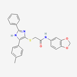 molecular formula C25H21N3O3S B2481272 N-(1,3-benzodioxol-5-yl)-2-[[5-(4-methylphenyl)-2-phenyl-1H-imidazol-4-yl]sulfanyl]acetamide CAS No. 865657-55-2