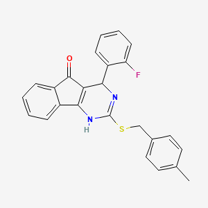 molecular formula C25H19FN2OS B2481276 4-(2-氟苯基)-2-[(4-甲基苄基)硫代]-1,4-二氢-5H-吲哚并[1,2-d]嘧啶-5-酮 CAS No. 860788-33-6