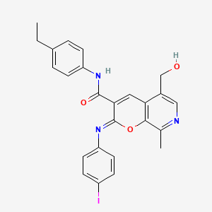 (2Z)-N-(4-ethylphenyl)-5-(hydroxymethyl)-2-[(4-iodophenyl)imino]-8-methyl-2H-pyrano[2,3-c]pyridine-3-carboxamide