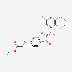 molecular formula C21H17ClO7 B2481291 (Z)-ethyl 2-((2-((6-chloro-4H-benzo[d][1,3]dioxin-8-yl)methylene)-3-oxo-2,3-dihydrobenzofuran-6-yl)oxy)acetate CAS No. 929417-78-7