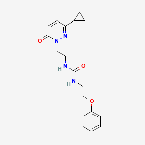 molecular formula C18H22N4O3 B2481293 1-(2-(3-cyclopropyl-6-oxopyridazin-1(6H)-yl)ethyl)-3-(2-phenoxyethyl)urea CAS No. 2034564-34-4