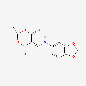 molecular formula C14H13NO6 B2481300 5-[(1,3-Benzodioxol-5-ylamino)methylene]-2,2-dimethyl-1,3-dioxane-4,6-dione CAS No. 369398-78-7