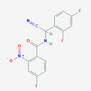 molecular formula C15H8F3N3O3 B2481301 N-[cyano(2,4-difluorophenyl)methyl]-4-fluoro-2-nitrobenzamide CAS No. 1797552-74-9