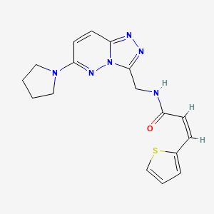 molecular formula C17H18N6OS B2481303 (Z)-N-((6-(吡咯啉-1-基)-[1,2,4]三唑并[4,3-b]吡嘧啶-3-基)甲基)-3-(噻吩-2-基)丙烯酰胺 CAS No. 2034997-57-2