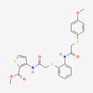 Methyl 3-[(2-{[2-({2-[(4-methoxyphenyl)sulfanyl]acetyl}amino)phenyl]sulfanyl}acetyl)amino]-2-thiophenecarboxylate