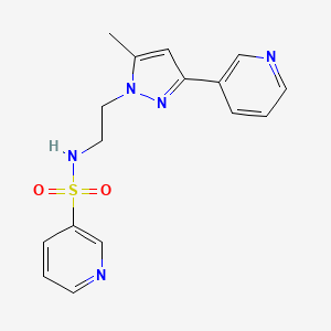 molecular formula C16H17N5O2S B2481308 N-(2-(5-甲基-3-(吡啶-3-基)-1H-吡唑-1-基)乙基)吡啶-3-磺酰胺 CAS No. 2034289-83-1