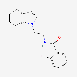 molecular formula C18H17FN2O B2481318 2-氟-N-[2-(2-甲基吲哚-1-基)乙基]苯甲酰胺 CAS No. 689264-59-3